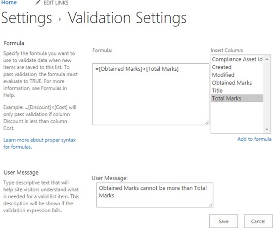 Settings validation-